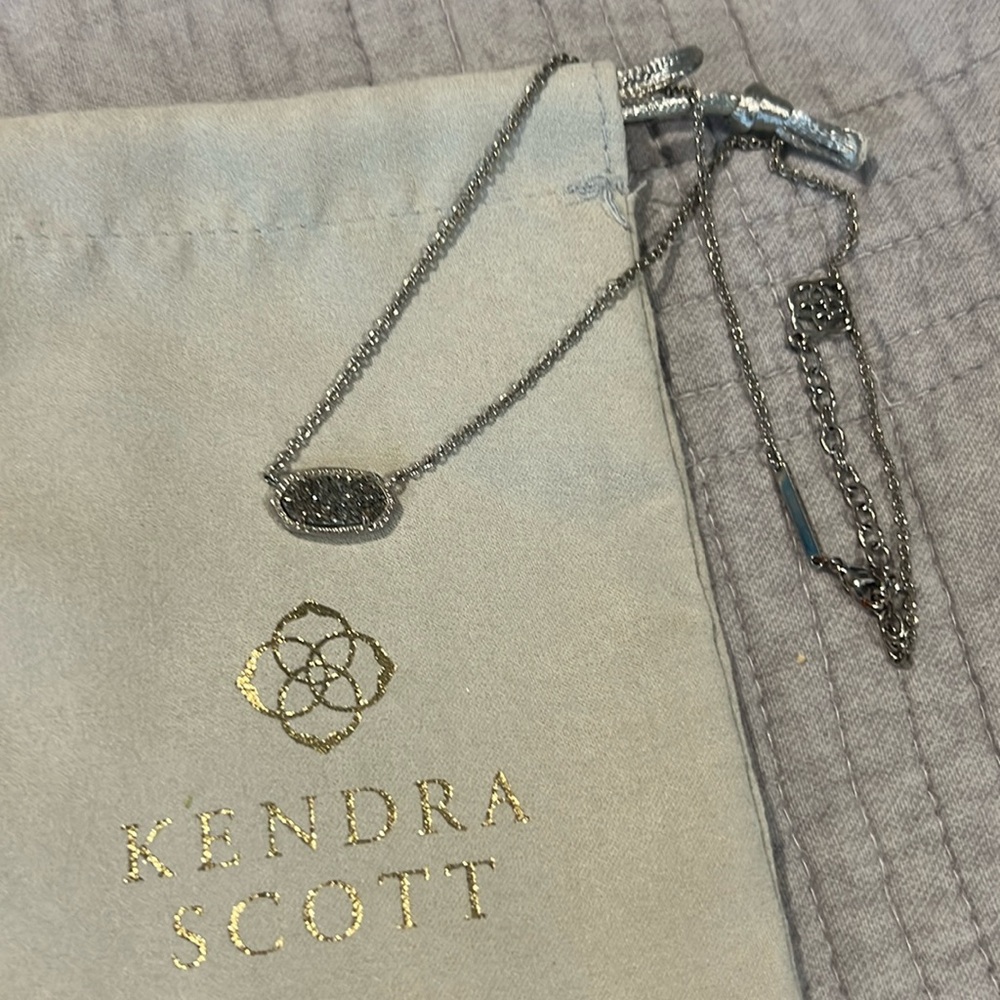 Elisa Silver Pendant Necklace in Platinum Drusy
